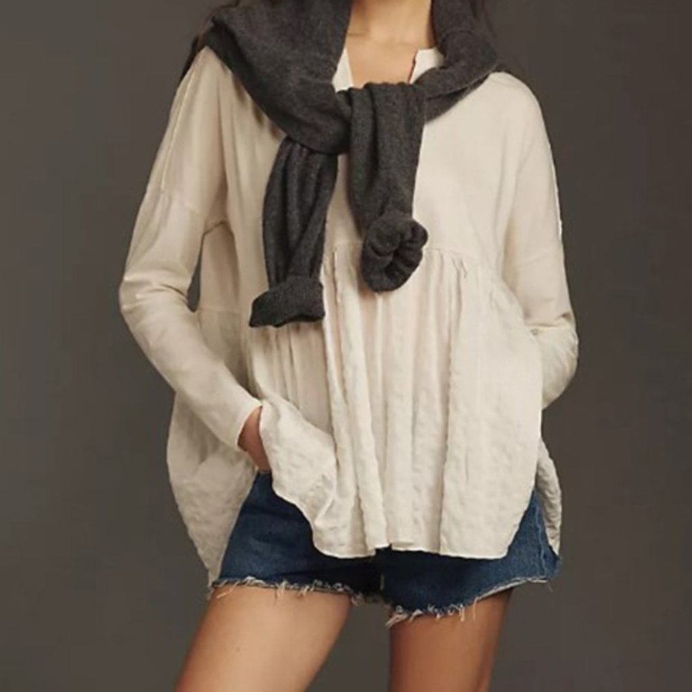 ANTHROPOLOGIE  PILCRO Long-Sleeve Babydoll Top XS Petite